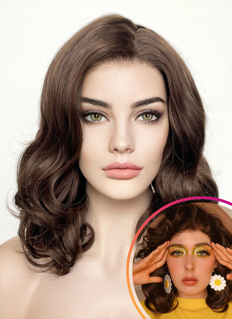 Brunette Wavy Lace Front Synthetic Wig LF256