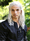 The Witcher Geralt of Rivia Silver Grey Curly Lace Front Synthetic Men's Wig LFX5127