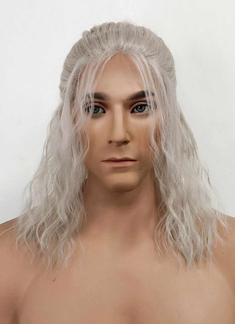 Silver Grey Curly Lace Front Synthetic Wig LFX5127