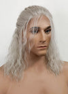 The Witcher Geralt of Rivia Silver Grey Curly Lace Front Synthetic Men's Wig LFX5127