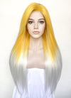 Yellow White Ombre Straight Yaki Lace Front Synthetic Wig LN6026