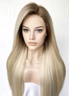 Blonde With Brown Roots Straight Lace Front Kanekalon Synthetic Hair Wig LN6032