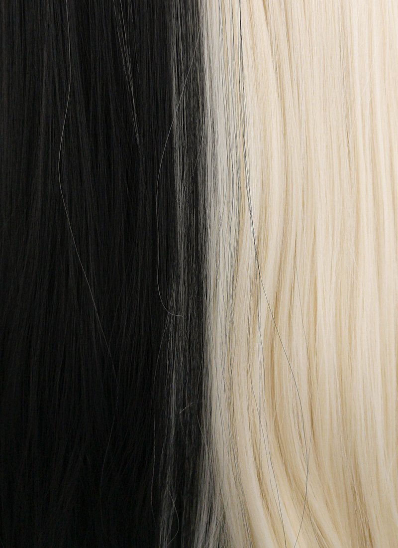 Straight Light Blonde Black Split Color Lace Wig CLW1531 (Customisable) - Wig Is Fashion