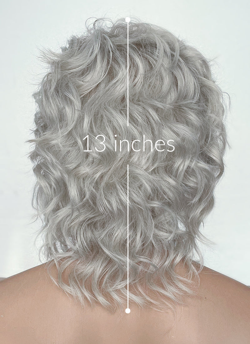 Light Grey Wavy Lace Front Synthetic Men's Wig LW4020