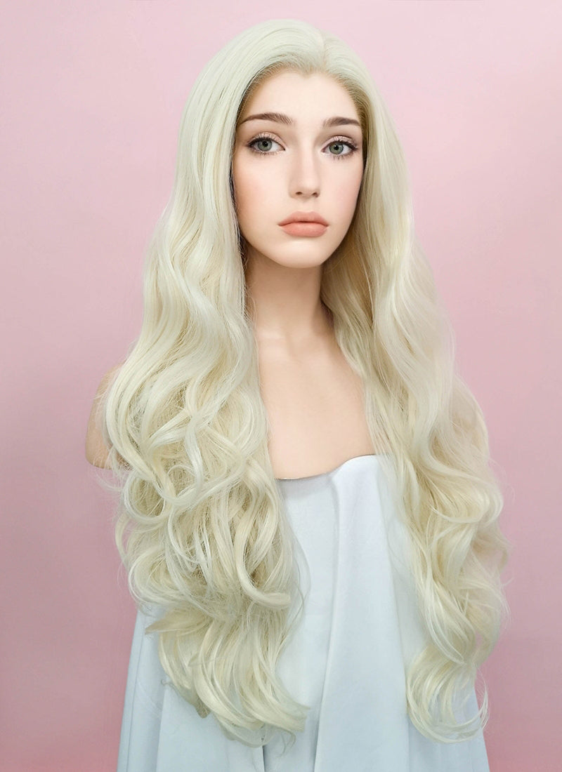 Wavy Platinum Blonde Lace Front Synthetic Wig LW667F