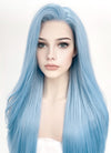 Straight Pastel Blue Lace Front Synthetic Wig LW769B