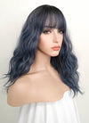 Dark Blue With Dark Roots Wavy Synthetic Wig NS054