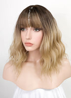 Blonde With Dark Roots Wavy Synthetic Wig NS176