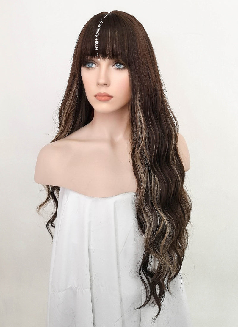 Brown Mixed Blonde Wavy Synthetic Wig NS188