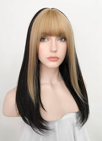Blonde Mixed Black Straight Synthetic Wig NS207