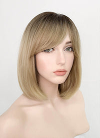 Blonde With Dark Roots Straight Bob Synthetic Wig NS218