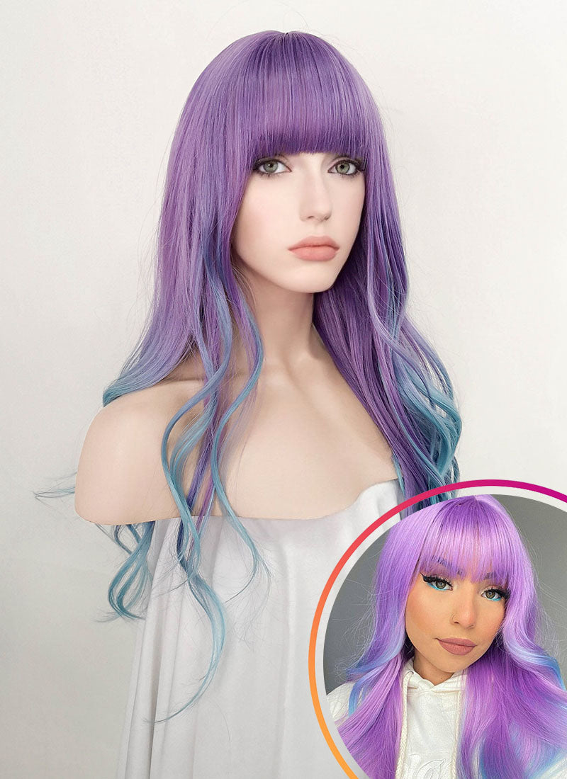 With Bangs tagged purple wig Wig Is Fashion
