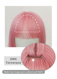 Pastel Pink Wavy Synthetic Hair Wig NS409