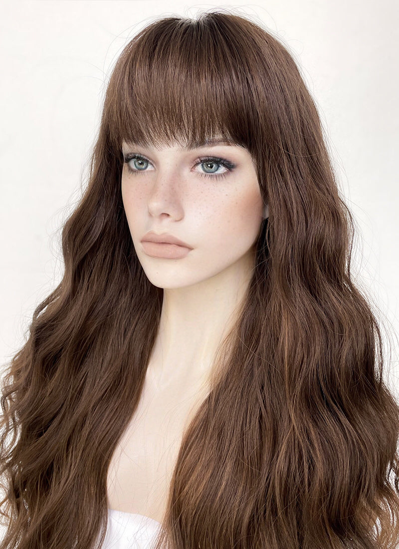 Two Tone Brown Wavy Synthetic Hair Wig NS422