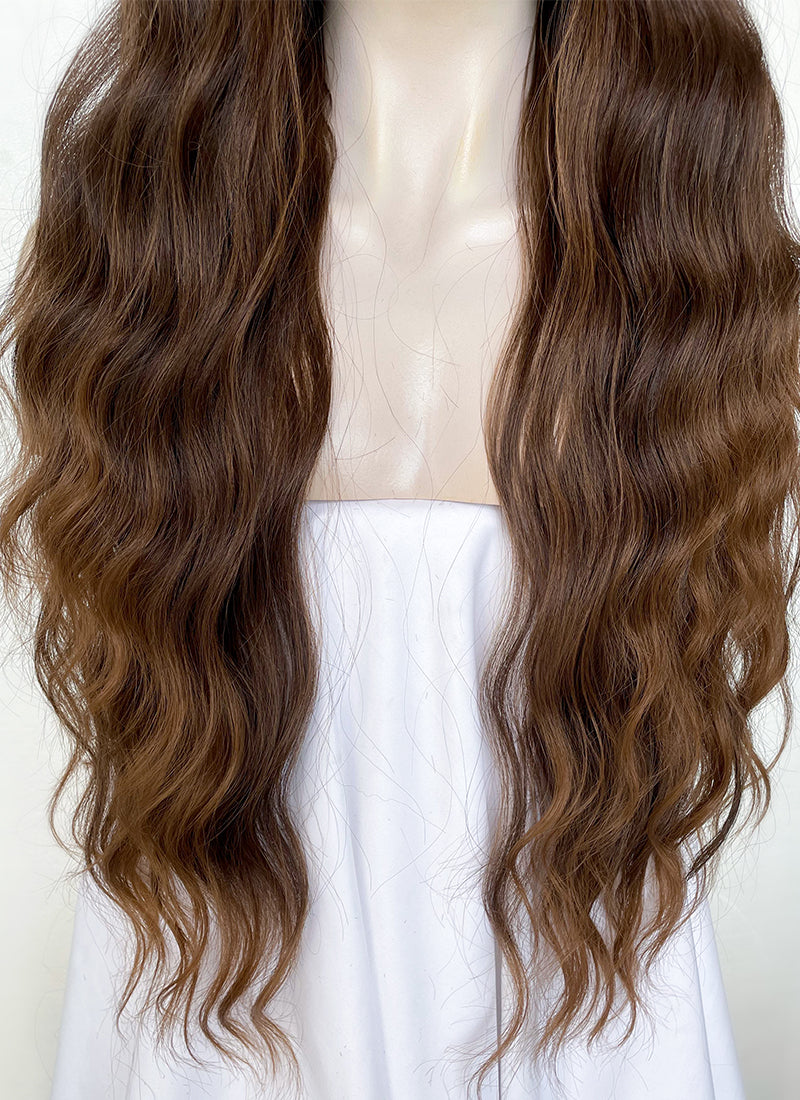 Two Tone Brown Wavy Synthetic Hair Wig NS422