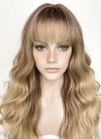 Brown Blonde Ombre Wavy Synthetic Hair Wig NS479