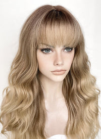 Brown Blonde Ombre Wavy Synthetic Hair Wig NS479