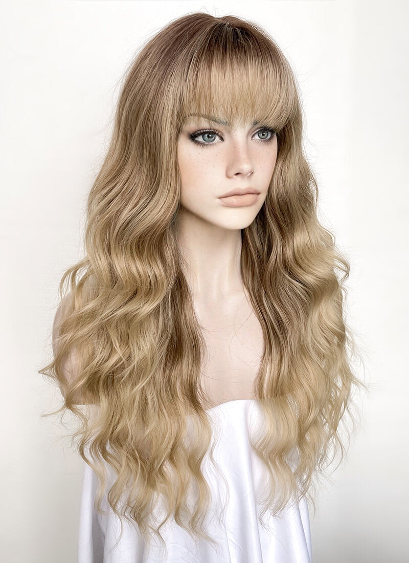 Brown Blonde Ombre Wavy Synthetic Hair Wig NS479