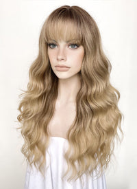 Brown Blonde Ombre Wavy Synthetic Hair Wig NS479