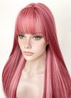 Red With Pink Highlights Straight Synthetic Hair Wig NS507