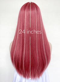 Red With Pink Highlights Straight Synthetic Hair Wig NS507