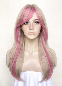 Blonde Mixed Pink Straight Synthetic Hair Wig NS511