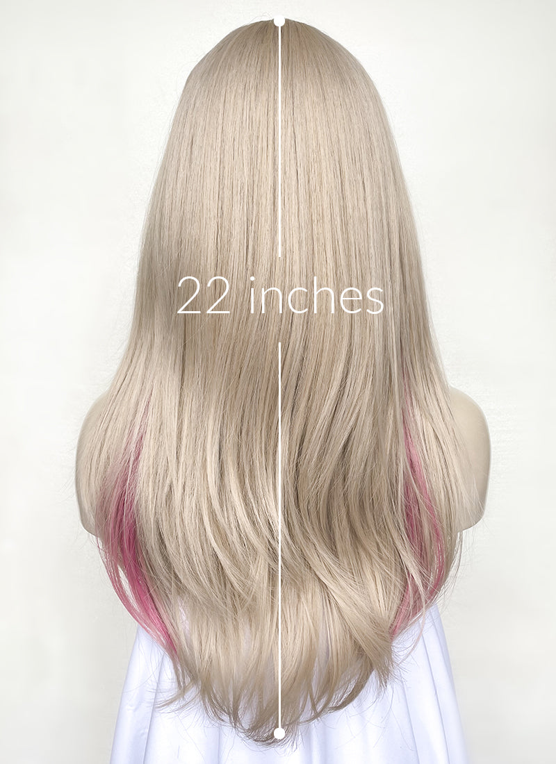Blonde Mixed Pink Straight Synthetic Hair Wig NS511
