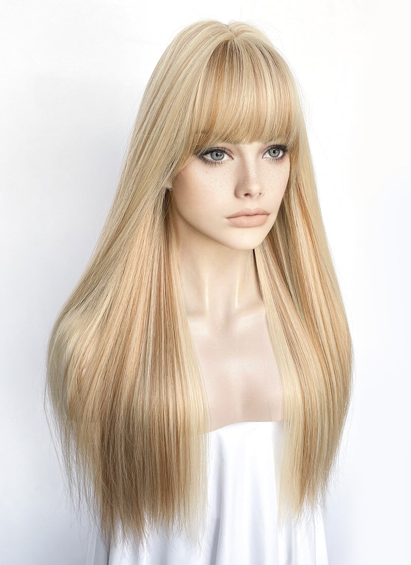 Blonde Mixed Brown Straight Synthetic Hair Wig NS520