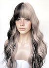 Ash Pinkish Blonde Mixed Black Wavy Synthetic Hair Wig NS521