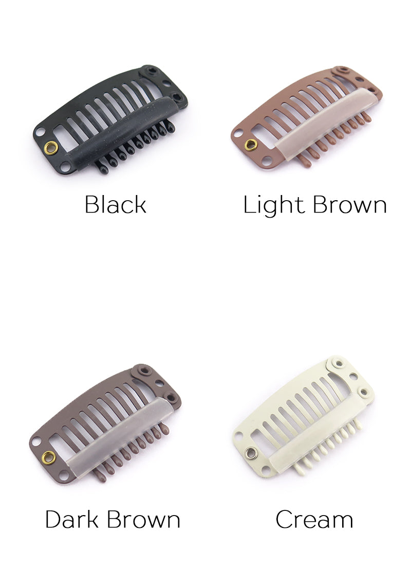 Black / Light Brown / Dark Brown / Cream 9 Teeth Snap Clips - Wig Is Fashion