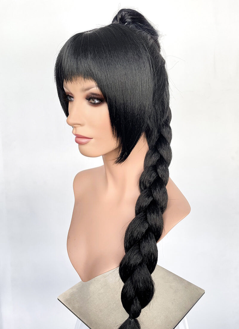 Baldur's Gate 3 Shadowheart Black Straight Synthetic Hair Wig With Ponytail Extension TB1662