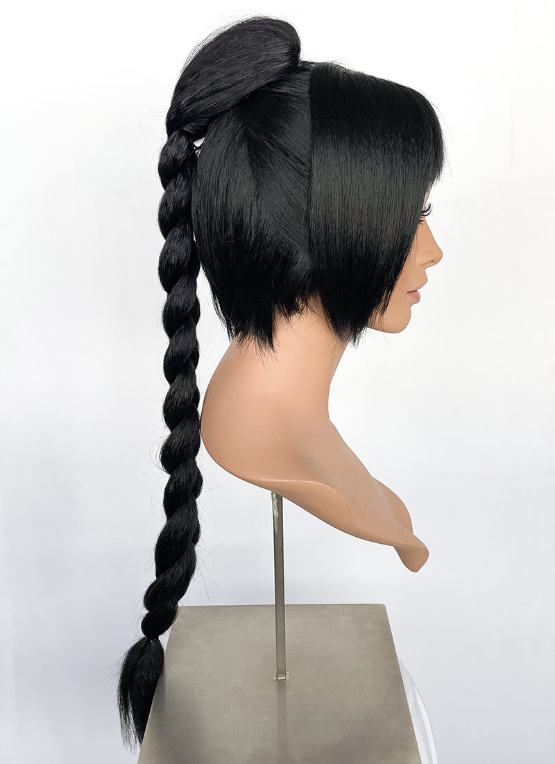 Baldur's Gate 3 Shadowheart Black Straight Synthetic Hair Wig With Ponytail Extension TB1662