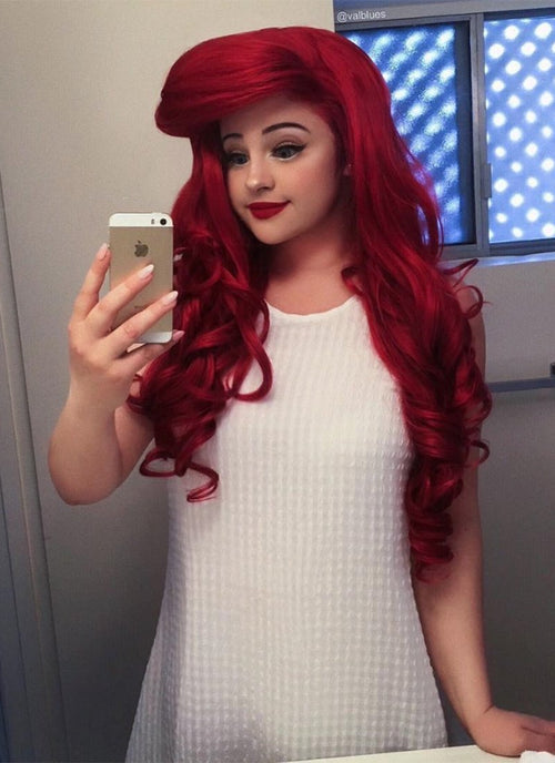 Wavy Red Lace Front Synthetic Wig LF085 - Wig Is Fashion